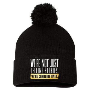 Not Just Telling Stories Were Changing Lives Dhar Mann Fam Pom Pom 12in Knit Beanie