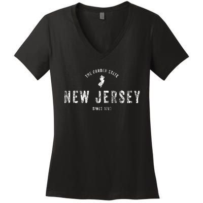 New Jersey T Vintage Sports Design Retro Nj Women's V-Neck T-Shirt