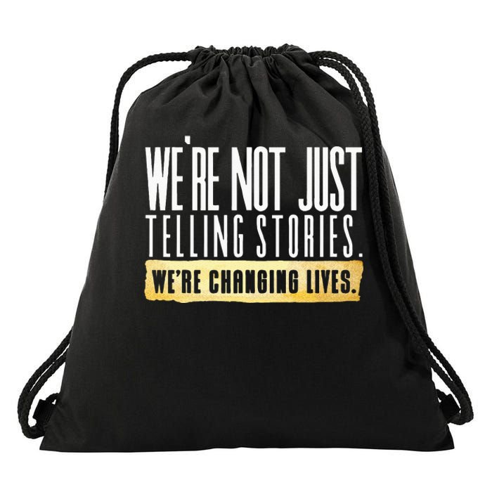 Not Just Telling Stories Were Changing Lives Dhar Mann Fam Drawstring Bag