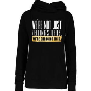 Not Just Telling Stories Were Changing Lives Dhar Mann Fam Womens Funnel Neck Pullover Hood