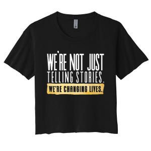 Not Just Telling Stories Were Changing Lives Dhar Mann Fam Women's Crop Top Tee