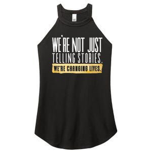 Not Just Telling Stories Were Changing Lives Dhar Mann Fam Women's Perfect Tri Rocker Tank