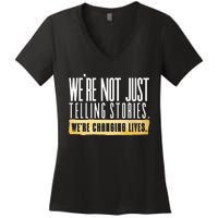 Not Just Telling Stories Were Changing Lives Dhar Mann Fam Women's V-Neck T-Shirt