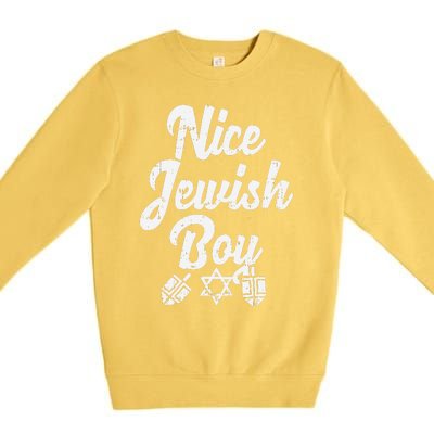 Nice Jewish Ugly Hanukkah Sweater Chanukah Jew Gift  Premium Crewneck Sweatshirt