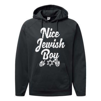 Nice Jewish Ugly Hanukkah Sweater Chanukah Jew Gift  Performance Fleece Hoodie