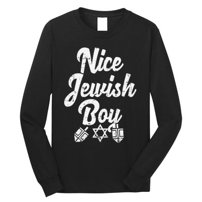 Nice Jewish Ugly Hanukkah Sweater Chanukah Jew Gift  Long Sleeve Shirt