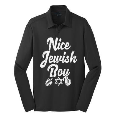 Nice Jewish Ugly Hanukkah Sweater Chanukah Jew Gift  Silk Touch Performance Long Sleeve Polo