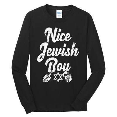 Nice Jewish Ugly Hanukkah Sweater Chanukah Jew Gift  Tall Long Sleeve T-Shirt