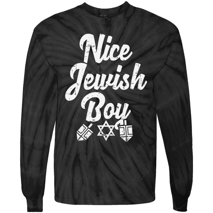 Nice Jewish Ugly Hanukkah Sweater Chanukah Jew Gift  Tie-Dye Long Sleeve Shirt