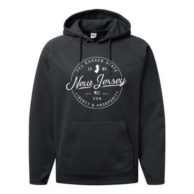 New Jersey  Us State Travel Vacation S Nj Usa Performance Fleece Hoodie