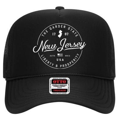 New Jersey  Us State Travel Vacation S Nj Usa High Crown Mesh Back Trucker Hat