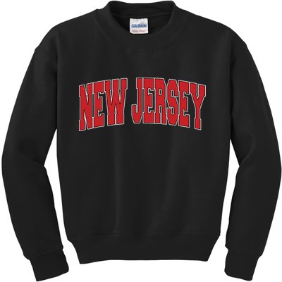 New Jersey Usa State Nj Varsity Style Vintage Sports Kids Sweatshirt