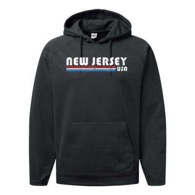 New Jersey Usa Retro Vintage State Performance Fleece Hoodie