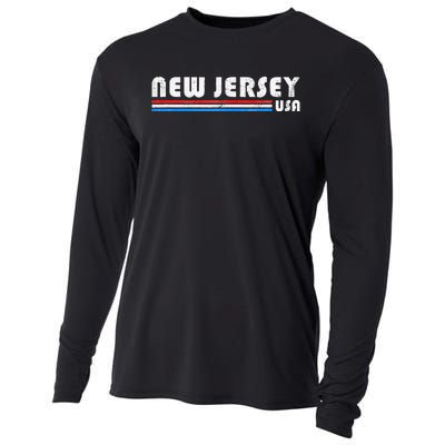 New Jersey Usa Retro Vintage State Cooling Performance Long Sleeve Crew