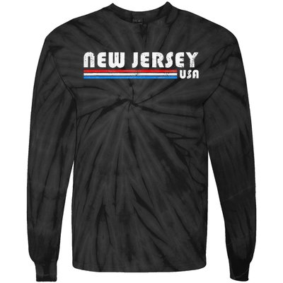 New Jersey Usa Retro Vintage State Tie-Dye Long Sleeve Shirt