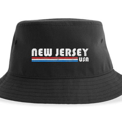New Jersey Usa Retro Vintage State Gift Sustainable Bucket Hat