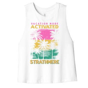 New Jersey Vacation Mode Activated Strathmere Great Gift Women's Racerback Cropped Tank