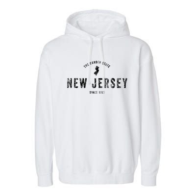 New Jersey Vintage Sports Design Retro Nj Garment-Dyed Fleece Hoodie