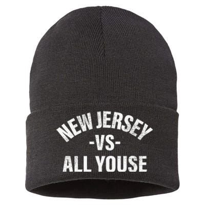 New Jersey Vs All Youse Funny Jersey Slang Sustainable Knit Beanie