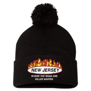 New Jersey Where The Weak Are Ki.l.led And Eaten Pom Pom 12in Knit Beanie