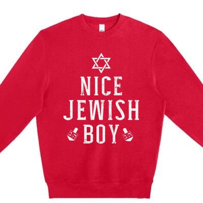 Nice jewish  with dreidel for hanukkah or Bar Mitzvah  Premium Crewneck Sweatshirt