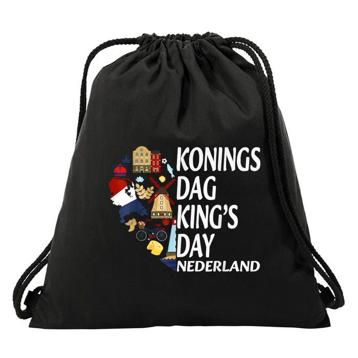 Netherlands King's Day Orange Drawstring Bag