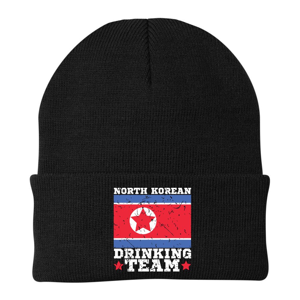 North Korean Drinking Team Funny North Korea Flag Beer Beanie