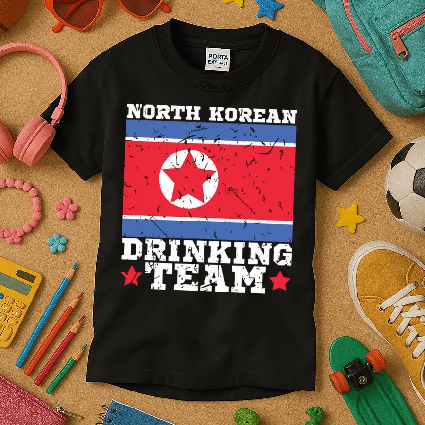 North Korean Drinking Team Funny North Korea Flag Beer Kids T-Shirt