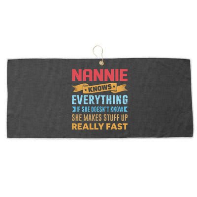 Nannie Knows Everything Mom Grandma Grand Mothers Day Gift Large Microfiber Waffle Golf Towel