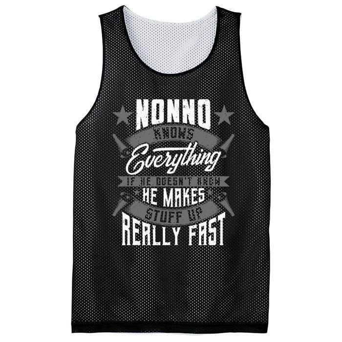 Nonno Knows Everything Funny Nonno Fathers Day Gifts Mesh Reversible Basketball Jersey Tank