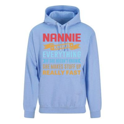 Nannie Knows Everything Mom Grandma Grand Mothers Day Meaningful Gift Unisex Surf Hoodie