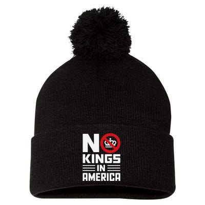 No Kings In America Democracy Usa Protest Pom Pom 12in Knit Beanie