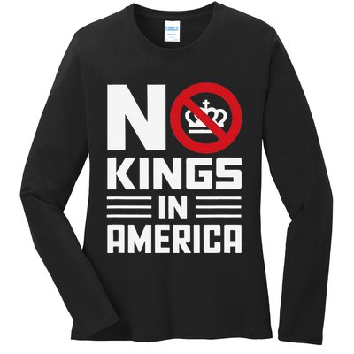 No Kings In America Democracy Usa Protest Ladies Long Sleeve Shirt