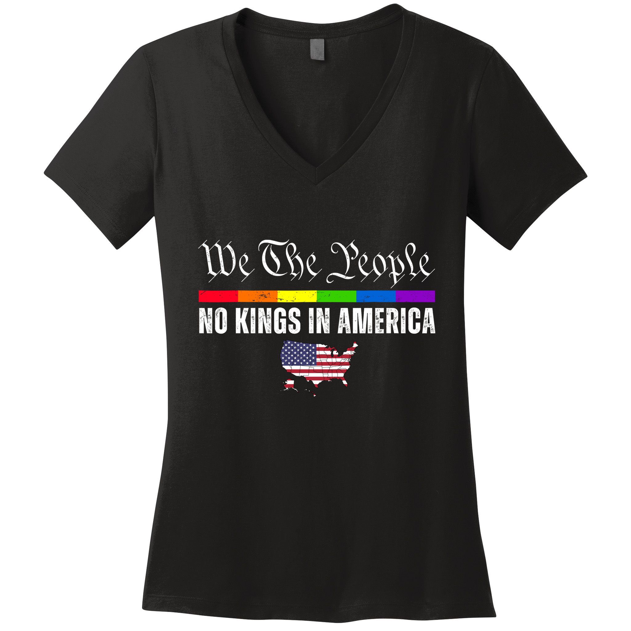 No Kings In America We The People Political Women's V-Neck T-Shirt