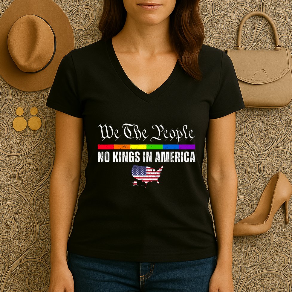 No Kings In America We The People Political Women's V-Neck T-Shirt