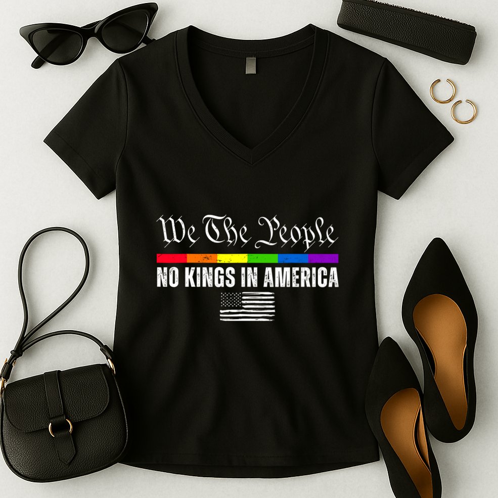 No Kings In America We The People Political Women's V-Neck T-Shirt