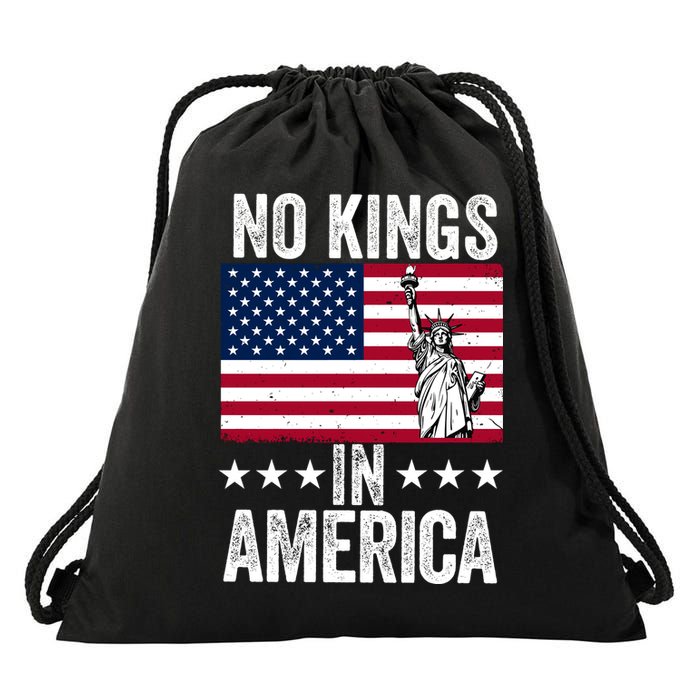 No Kings In America Drawstring Bag
