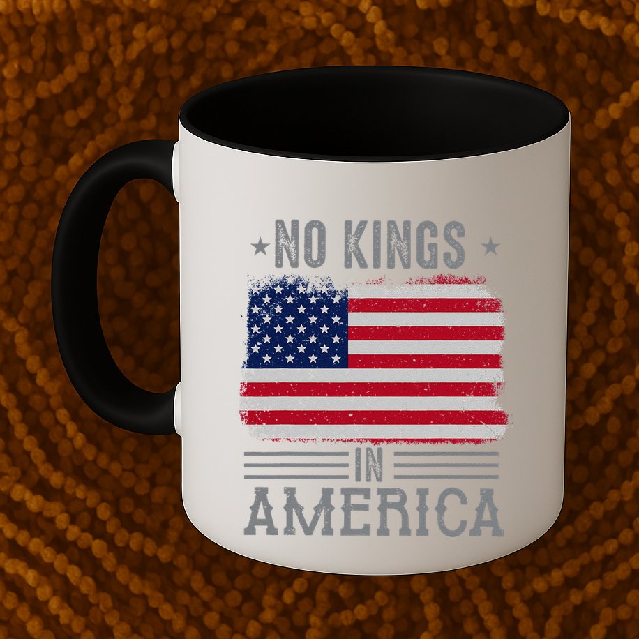 No Kings In America Flag Protest Save Democracy Mug