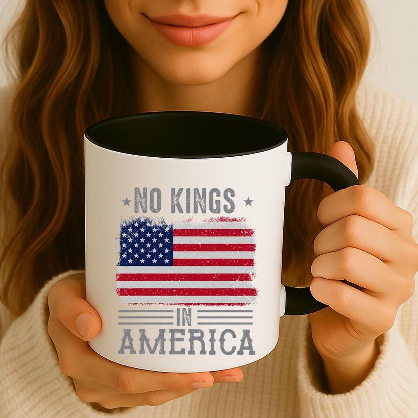 No Kings In America Flag Protest Save Democracy Mug