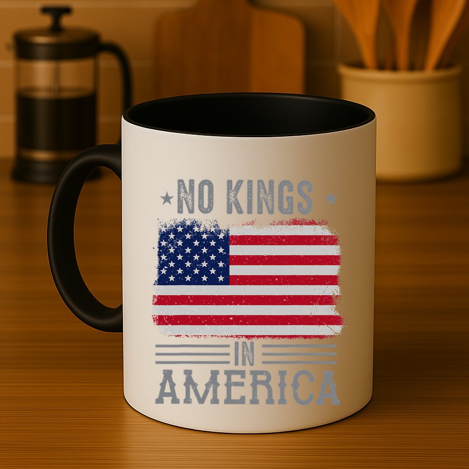 No Kings In America Flag Protest Save Democracy Mug
