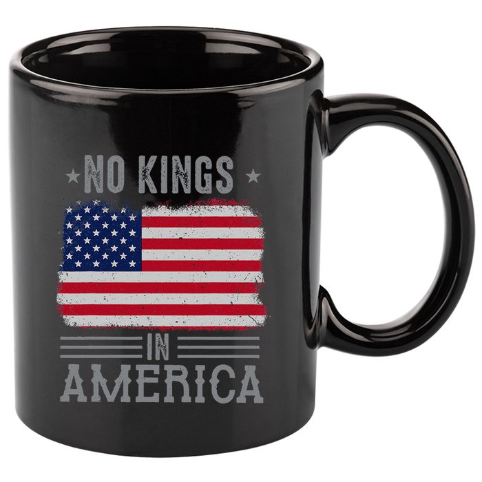No Kings In America Flag Protest Save Democracy 11oz C Handle Ceramic Mug