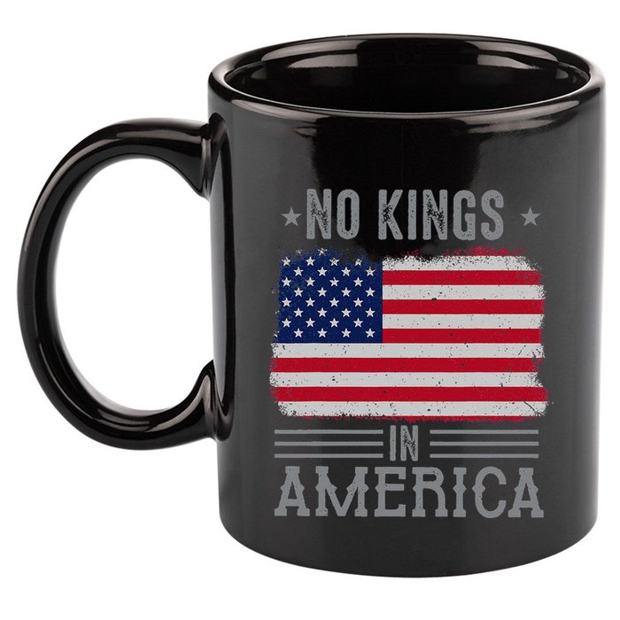 No Kings In America Flag Protest Save Democracy 11oz C Handle Ceramic Mug
