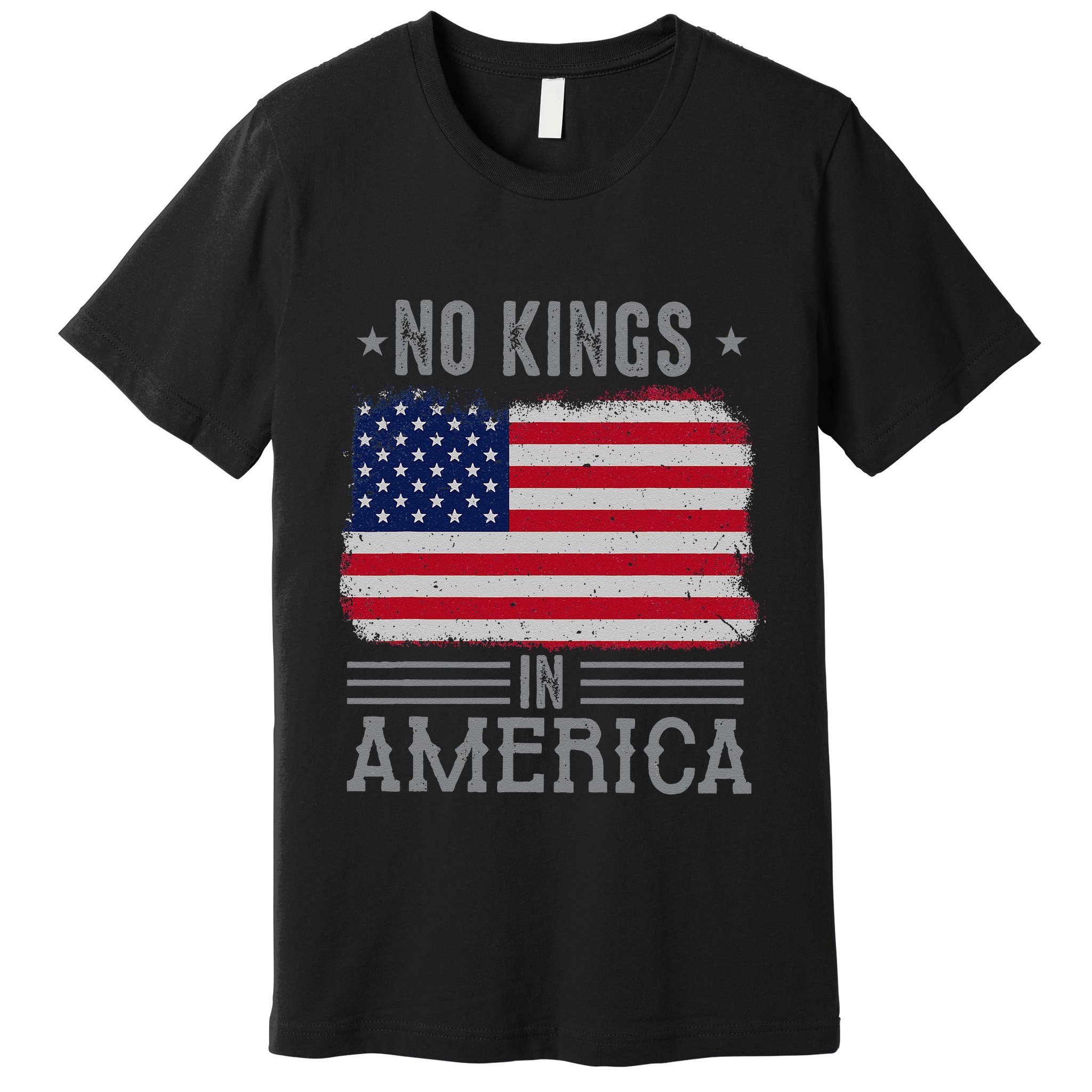No Kings In America Flag Protest Save Democracy Premium T-Shirt