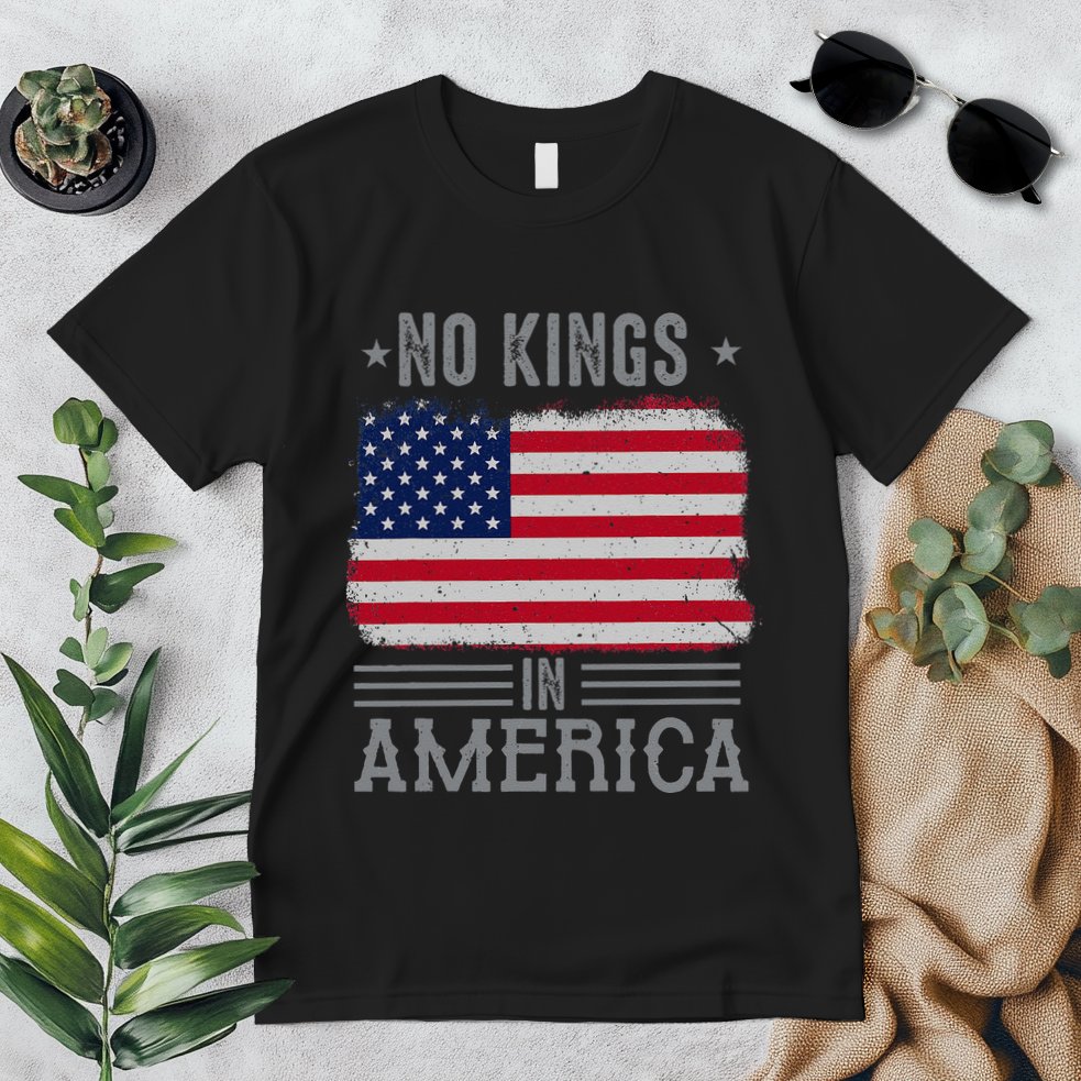 No Kings In America Flag Protest Save Democracy Premium T-Shirt