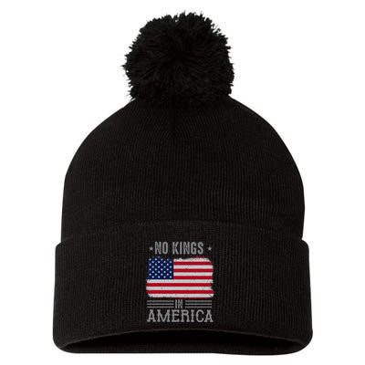No Kings In America Flag Protest Save Democracy Pom Pom 12in Knit Beanie