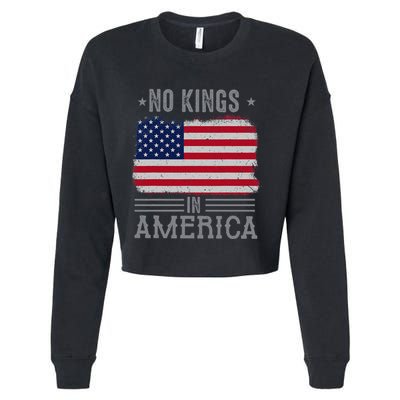 No Kings In America Flag Protest Save Democracy Cropped Pullover Crew