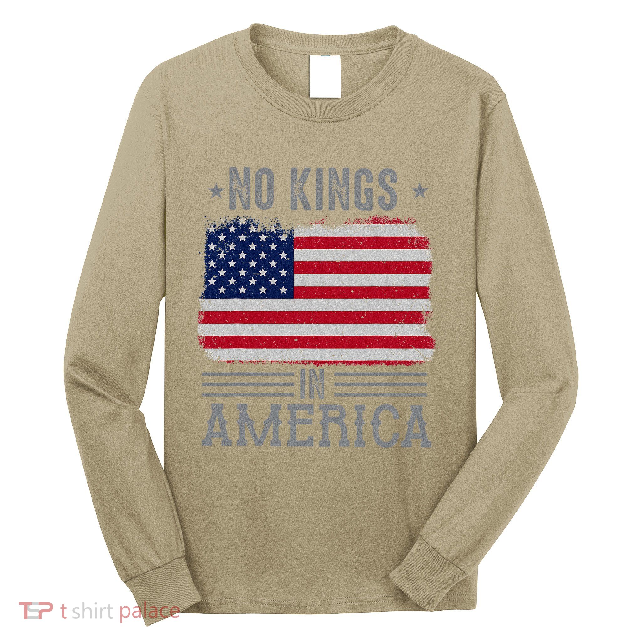 No Kings In America Flag Protest Save Democracy Long Sleeve Shirt