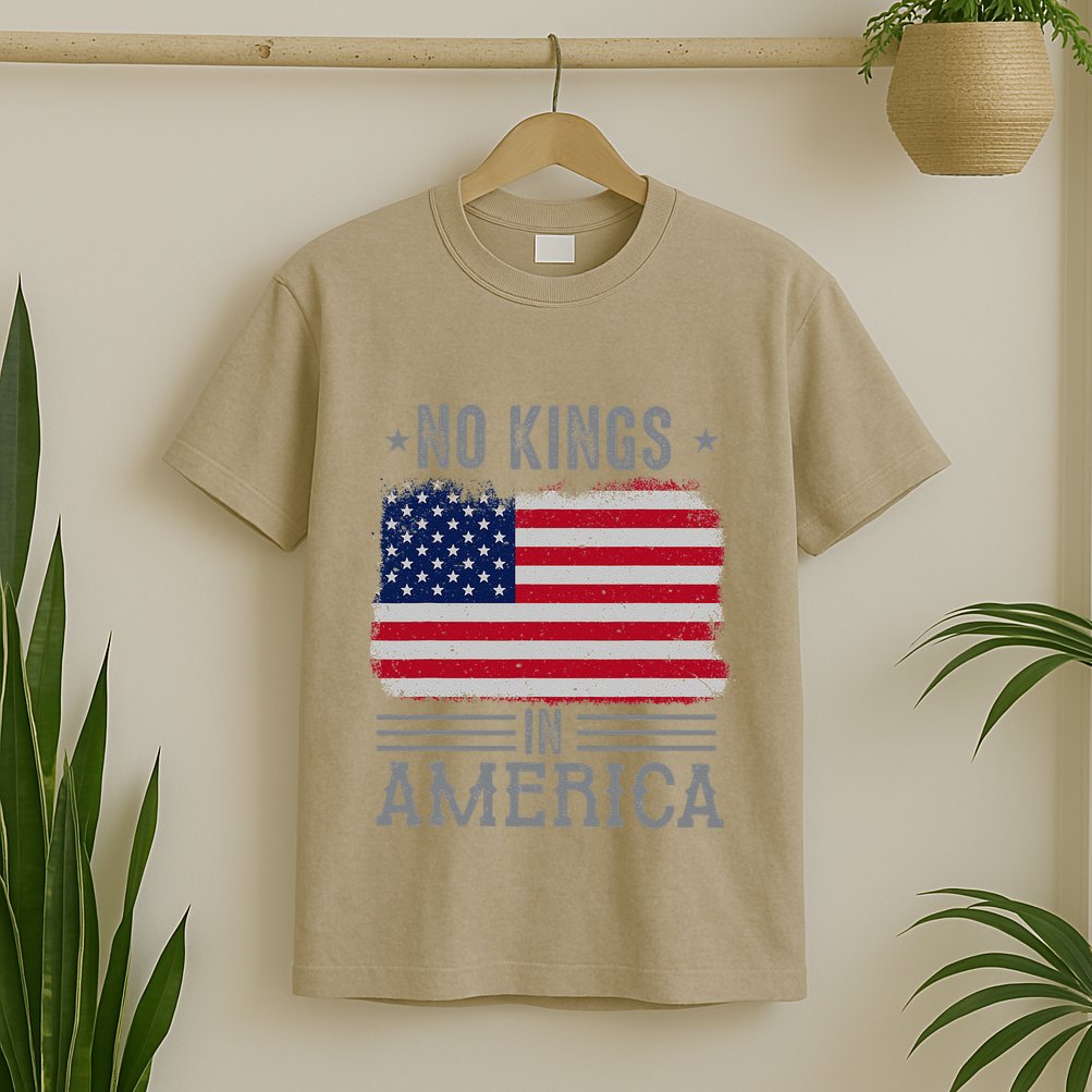 No Kings In America Flag Protest Save Democracy T-Shirt