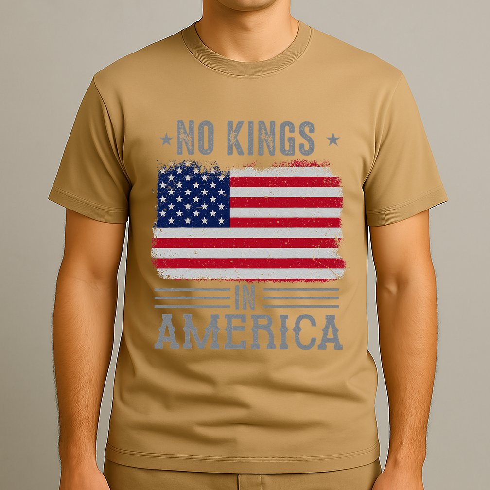 No Kings In America Flag Protest Save Democracy T-Shirt