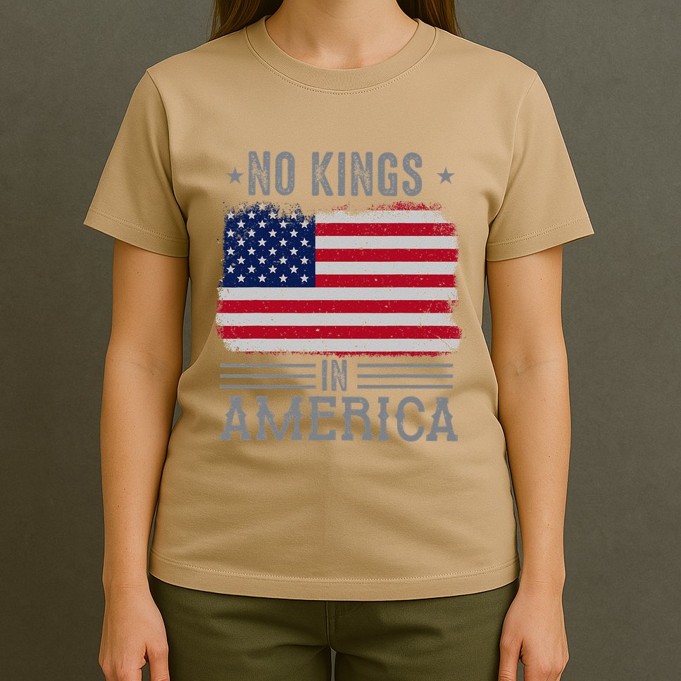 No Kings In America Flag Protest Save Democracy T-Shirt